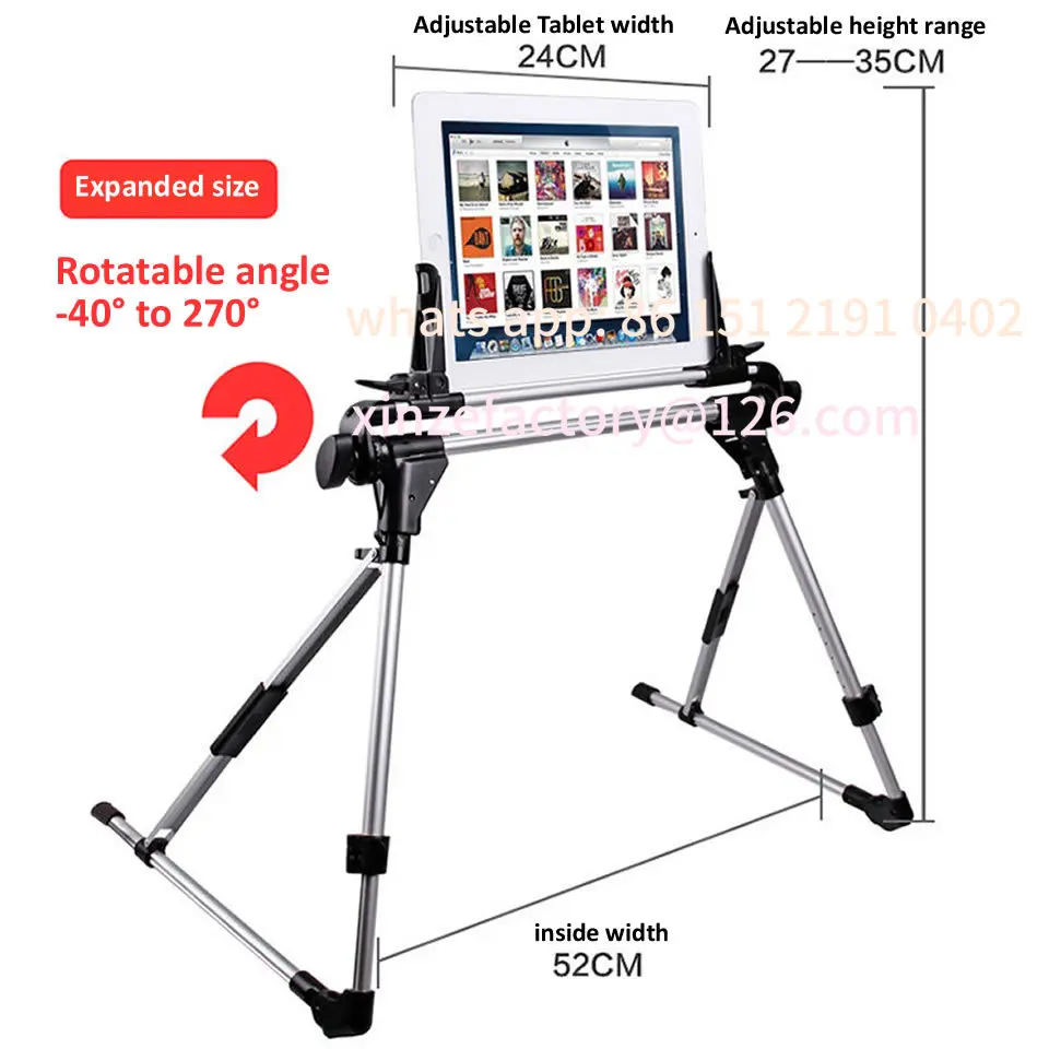 CustomizableFloor Desk Tripod Foldable Desktop Mount Tablet Stand Phone Holder Adjustable Lazy Bed