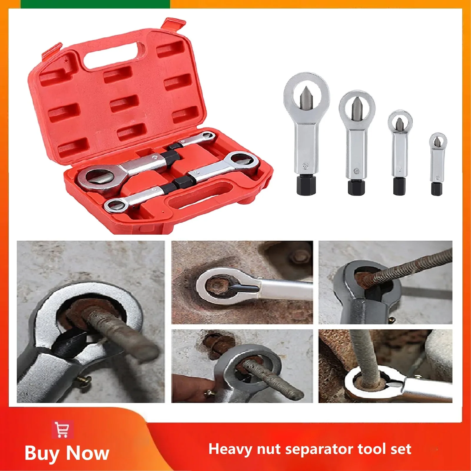 4pcs/1set Heavy-Duty Nuts Splitter Tools Set Nut Breaker Tool Durable Portable Manual Remover Extractor Hand Splitting Tool