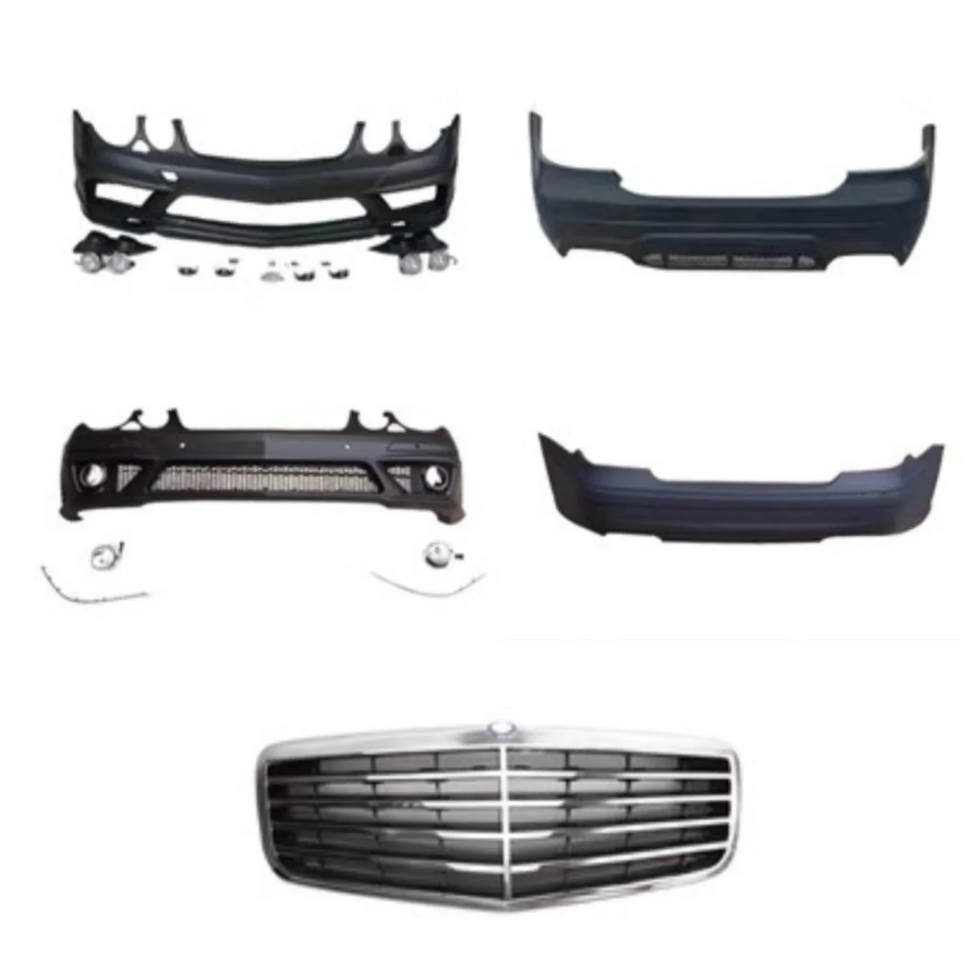 Передний задний бампер в сборе, боковая решетка для Mercedes Benz E Class W211 E280 E350 E300 Convert E63, комплект кузова, автомобильные аксессуары