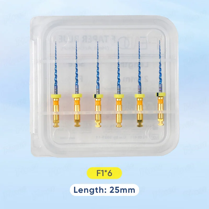 Finer Dental Endodontic Files 6pcs Taper Blue Endo Rotary Endodontics Files Heat Activated Root Canal Files Dental Materials
