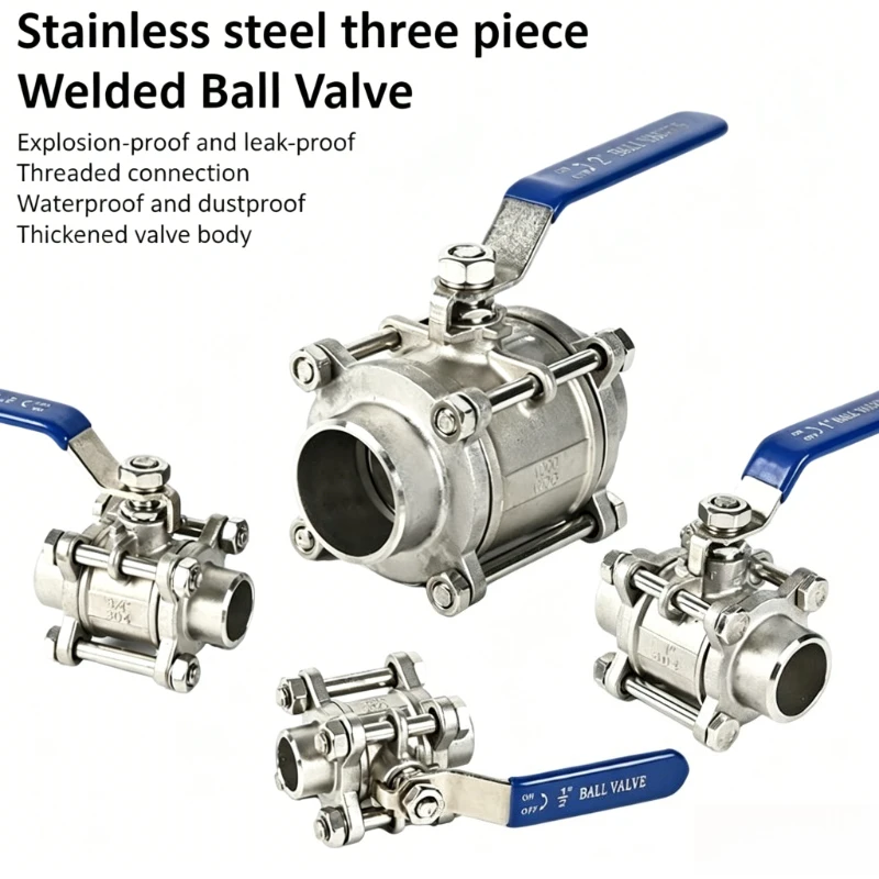 

Stainless Steel BSP Threaded Welded Ball Valve 1/2 "3/4" 1 "2" Three Piece Manual DN15 20 25 32 40 50 Industrial Pipeline Valve