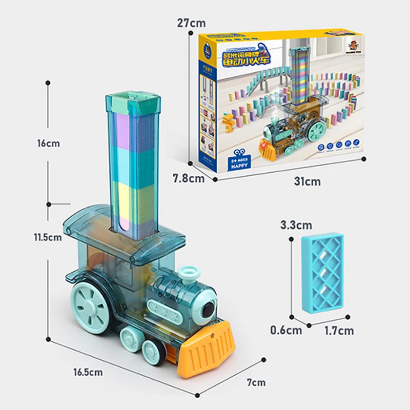 Domino Train ของเล่นสําหรับเด็กอัตโนมัติ Domino Train Blocks ซ้อนของเล่นเพลงปีใหม่ของขวัญวันเกิดสําหรับชายหญิง