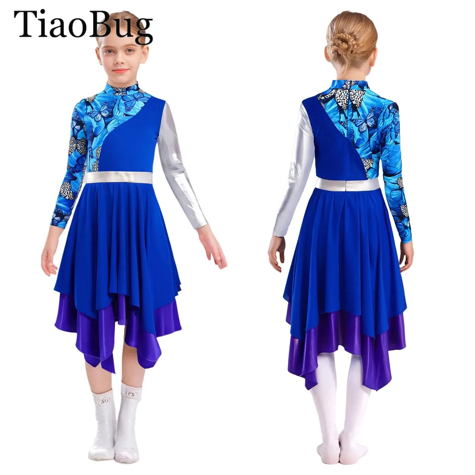 

Girls Liturgical Praise Dance Dress Long Sleeve Irregular Ballet Lyrical Dance Costume Christian Worship Church Choir Performanc