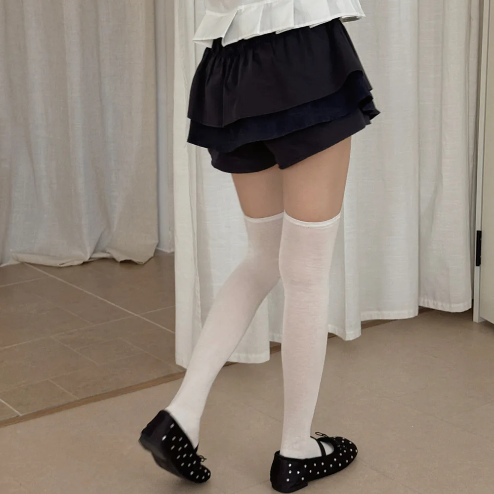 Japanese Style Over-the-Knee Socks for Girls School Uniform White Thigh-High Stockings Sun Protection Basic Versatile Long Socks