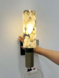Luma 현대 럭셔리 구리 벽 조명 천연 대리석 벽 램프 정착물 빈티지 Sconce 거실 침실 머리맡 홈 장식