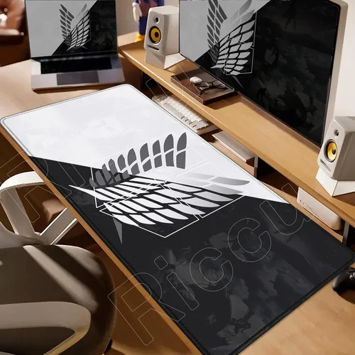 Nueva impresión HD Attack on Titan, alfombrilla de escritorio de Anime, alfombrilla de ratón con borde de bloqueo grande, alfombrilla de ratón para ordenador, alfombrillas para teclado de ordenador portátil para videojuegos