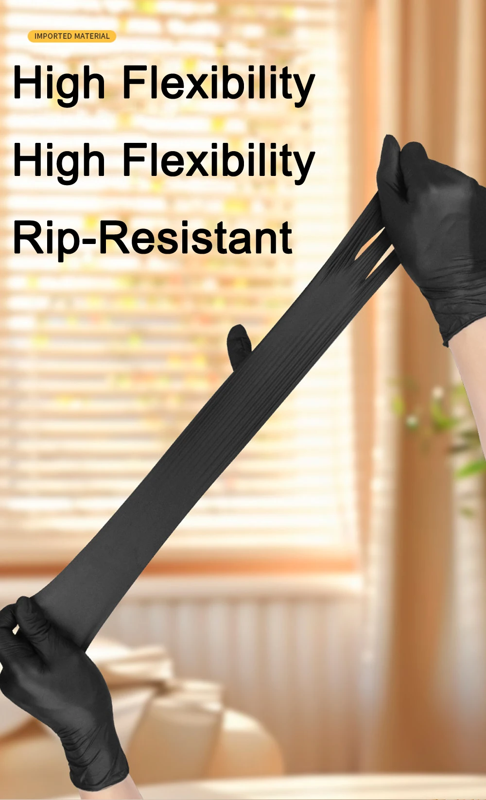 

100PCS Black Disposable Nitrile Gloves Wear-Resistant Waterproof Latex Free Powder Free Household Cleaning Gloves for Kitchen Di