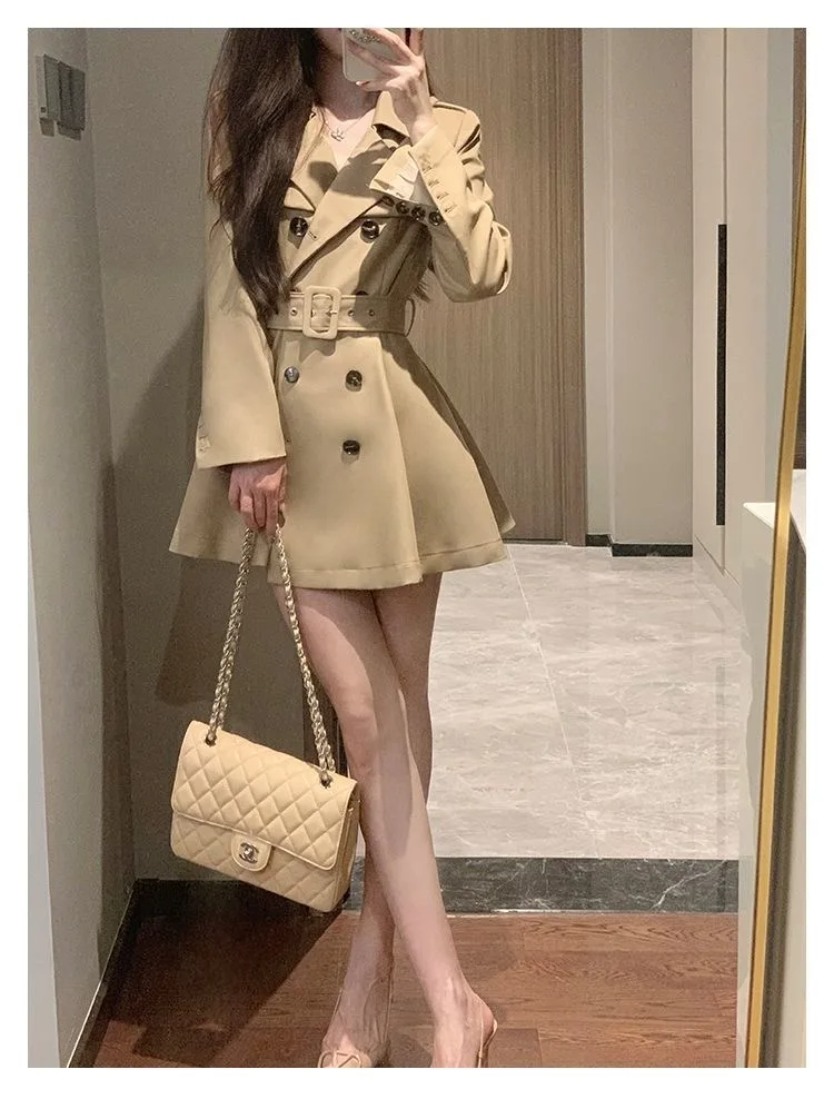 Temperament Windbreaker Womens Long 2025 Spring New Korean Slim Waist British Style Loose Casual Fashion Spring And Autumn Coat