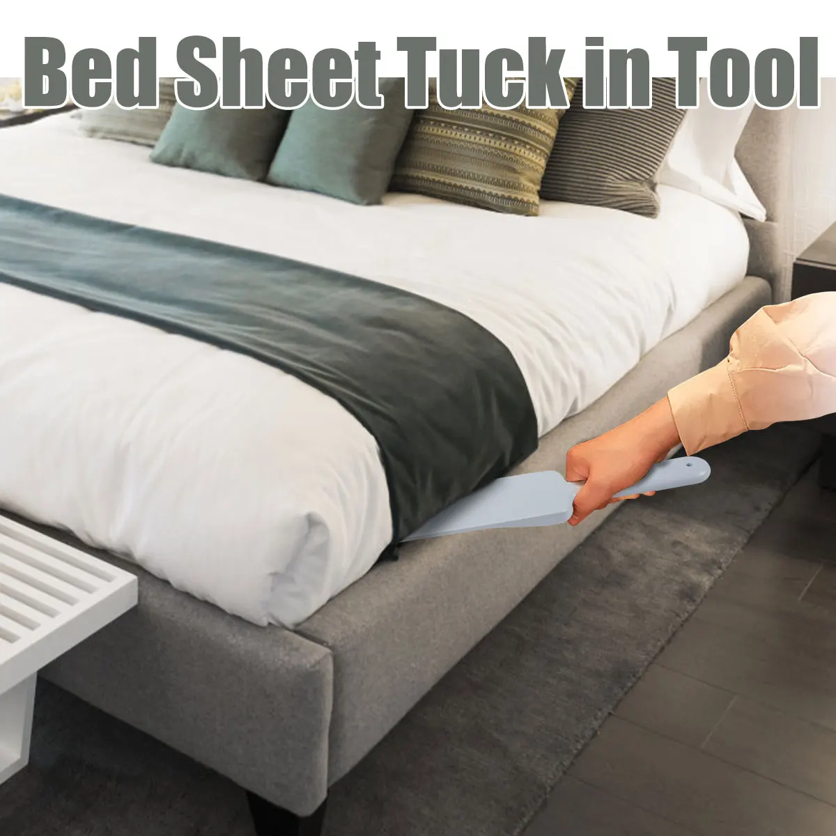 Bettlaken Tucker mit langem Griff, Bettrock, Ersatzschaber, Werkzeug, Bettlakenwechselhelfer für die Bettherstellung, einfacheres Wohnaccessoires