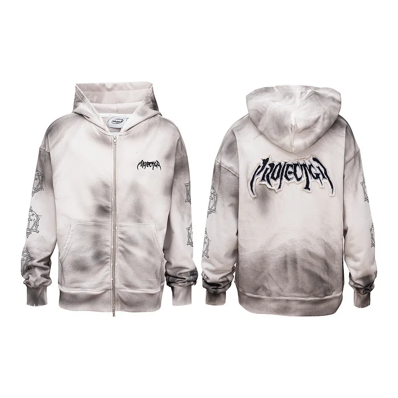

Project G/R Grailz 2026, осеннее новое поступление, толстовка с капюшоном, потертая уличная повседневная куртка большого размера для мужчин и женщин