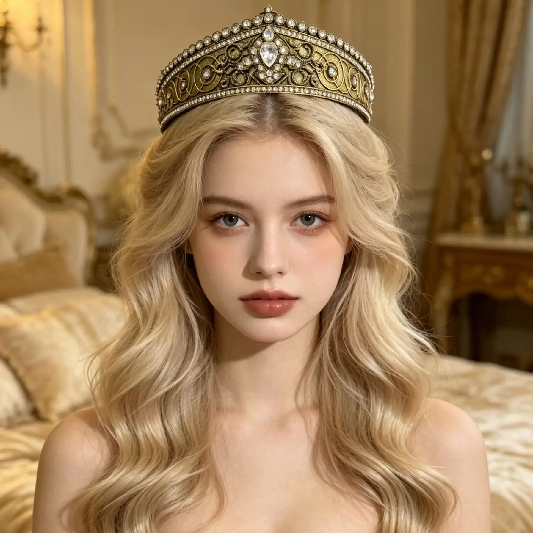 1 Piece of Vintage Antique Gold Scroll Pattern Crystal Hair Crown, Champagne Color Series Indoor Wedding Bridal Dress Accessory