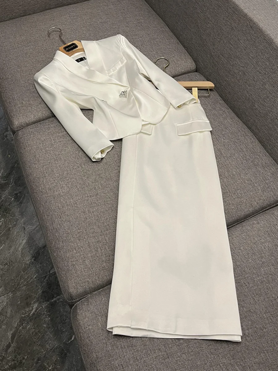 

Ele White Suit Skirt Set Profional Ladylike Celebri Sle Faionable Women's Ensemble Chinese Manufacturer