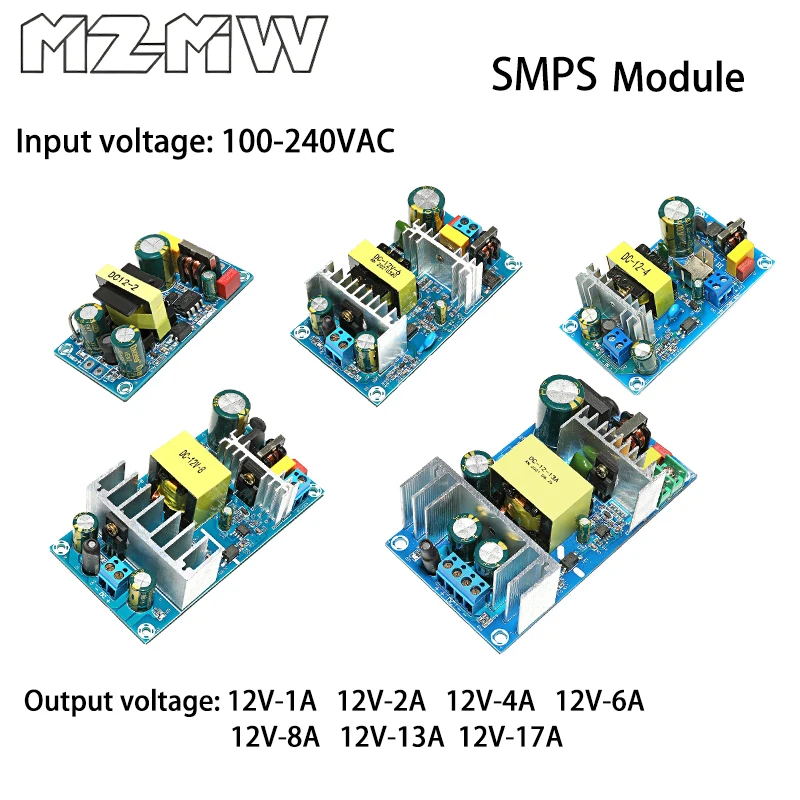 Switching Power Supply Module 12V 1A 2A 4A 6A 8A 13A 17A Step Down Transformer 110/220V AC To DC Bare Board for Replace Repair