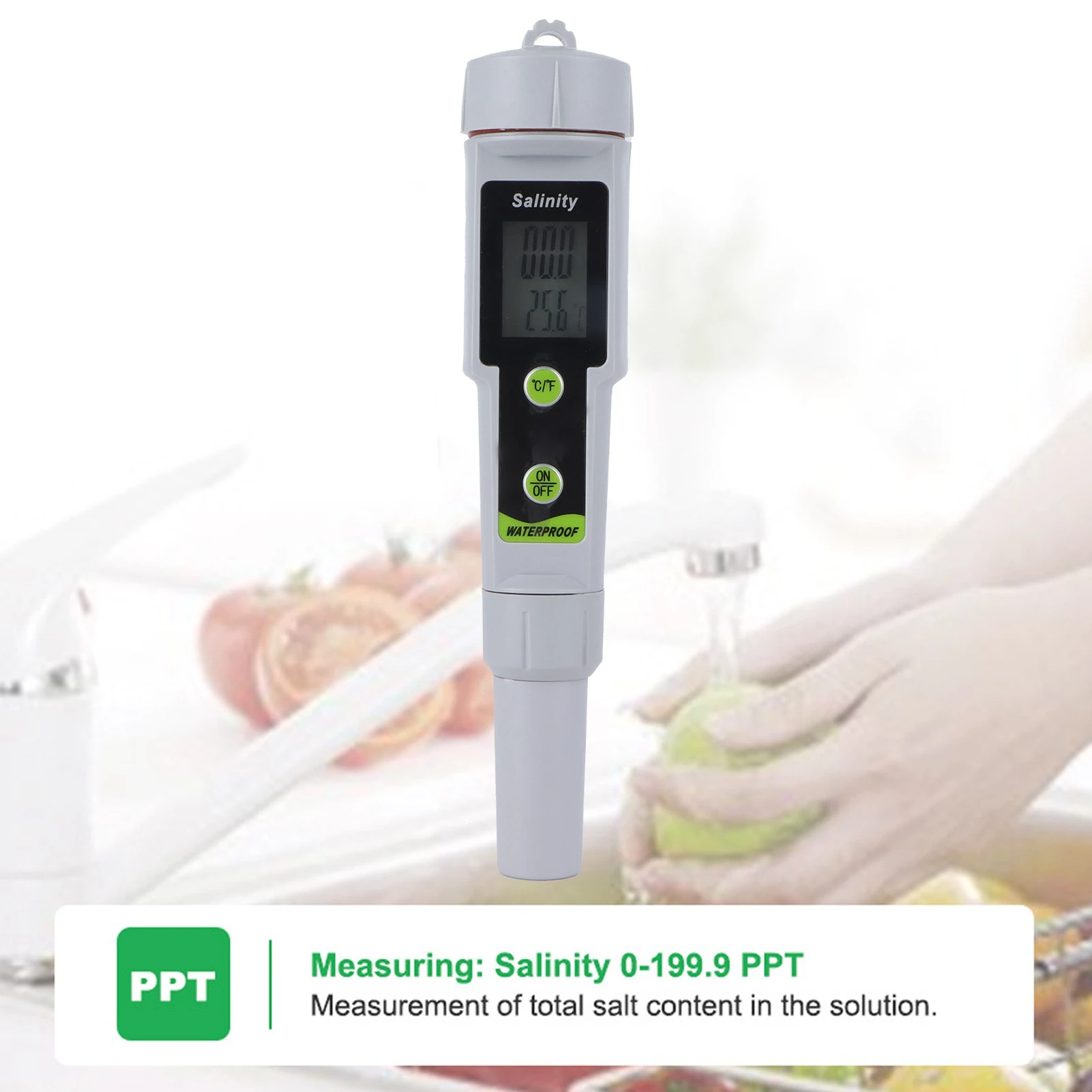 

Salinity Meter Digital PenType Salinity Tester 0‑199.9 PPT measurement index For Swimming pools fisheries drinking water