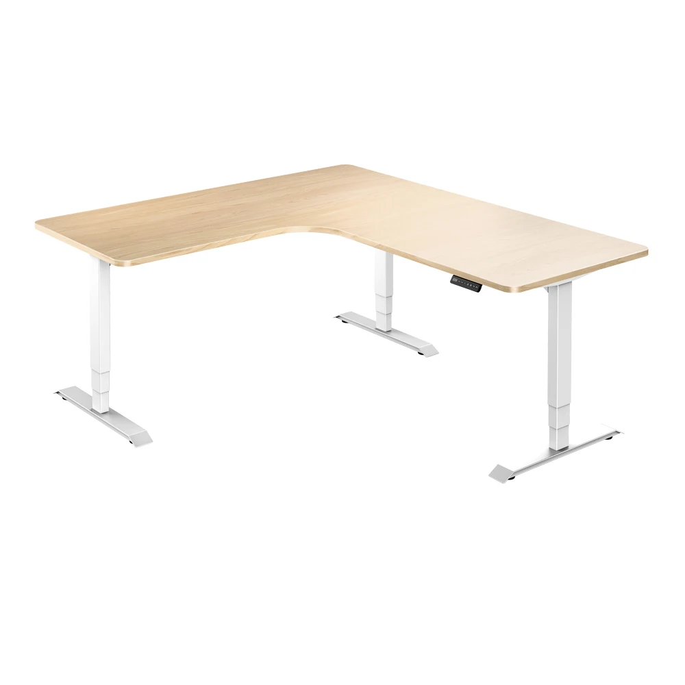Load Capacity 1500N 3 Legs 90 Degree Electric Adjustable Height L-shaped Desk