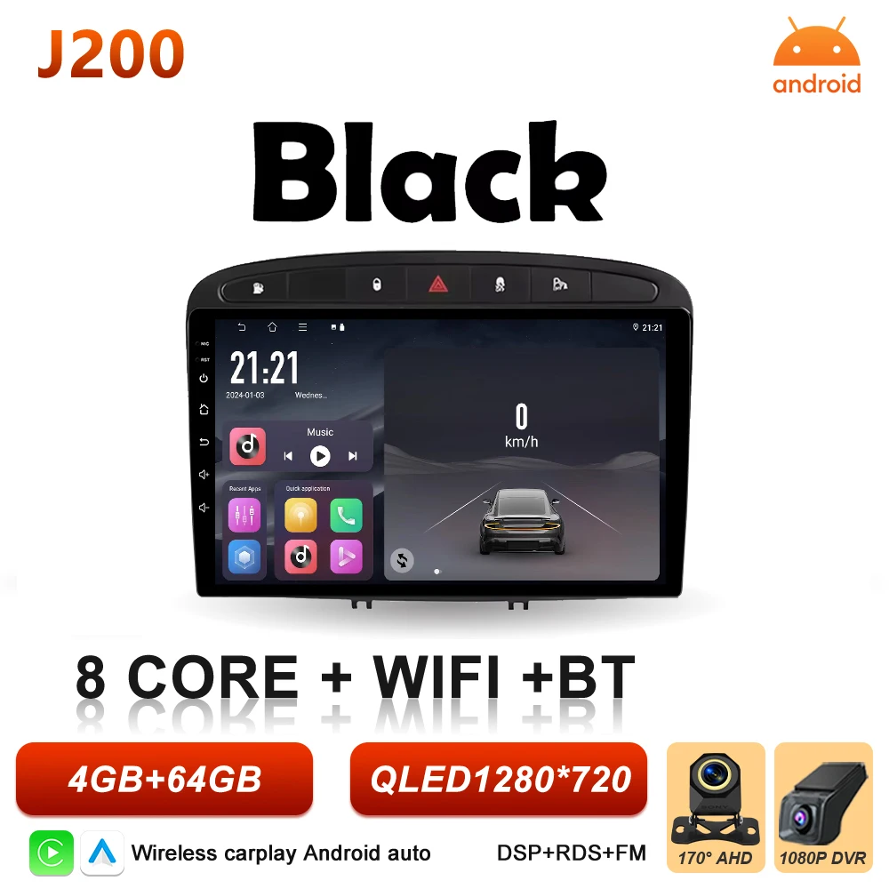 Android 16 autoradio voor Peugeot 308 308SW 408 2007 2008 2009 2010 2011 - 2020 Carplay Video Head Unit Autoradio RSD 2k scherm