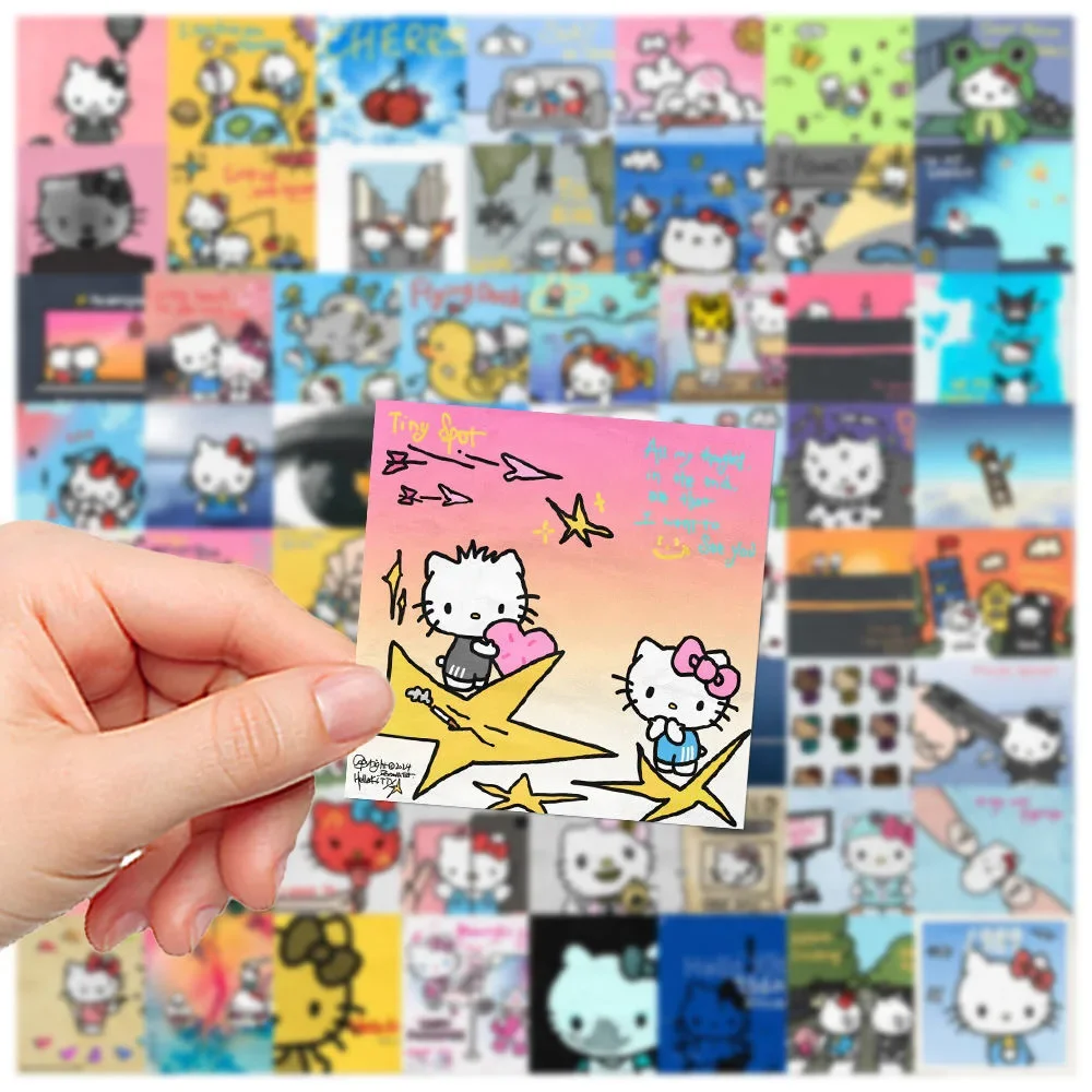 62pcs Sanrio Hello Kitty Stickers Toys Anime Cartoon Decals DIY Laptop Guitar Luggage Skateboard Graffiti Sticker Toys Kids Gift