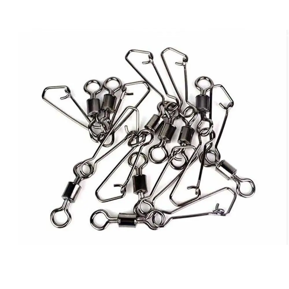 50Pcs Fishing Tools Fishing Hook Rolling Swivel Interlock Fishing Bearing Connector Tackle Swivels