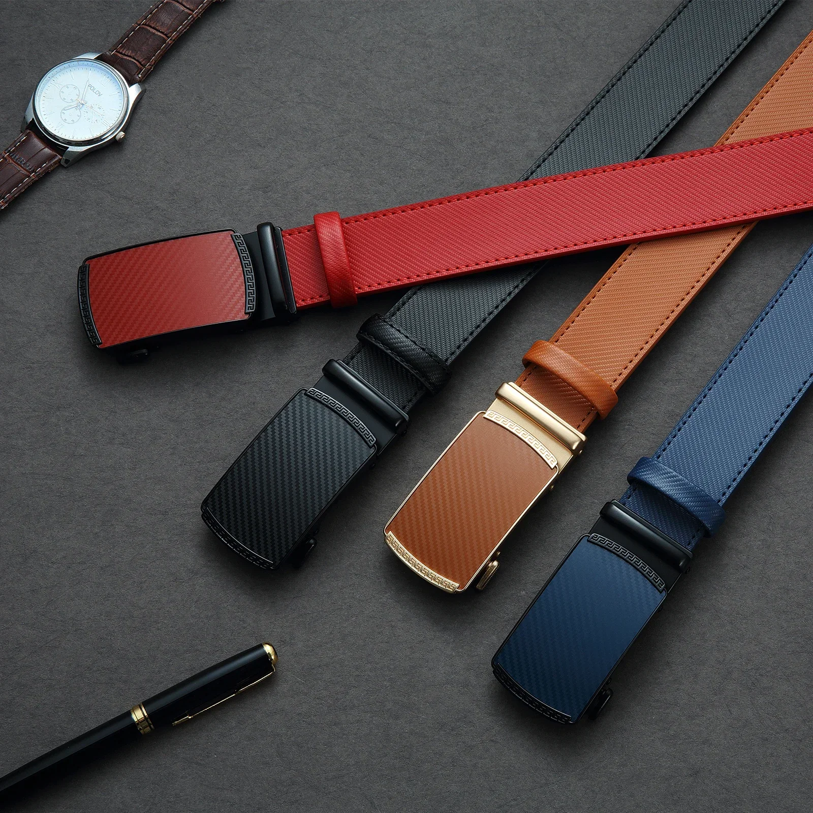 Men Belt Automatic Buckle Leather Waist Strap Male Waistband Mens High Quality Girdle Belts for Women Men Gifts  Mens Belt