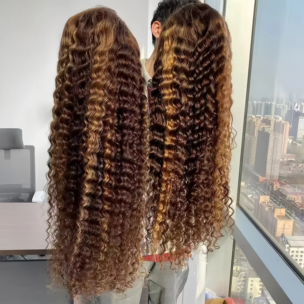 Highlight Wig Human Hair Colored Curly Wigs 13X4 13X6 Hd Lace Frontal Wig Brazilian 4/27 Deep Wave Lace Front Wigs For Women