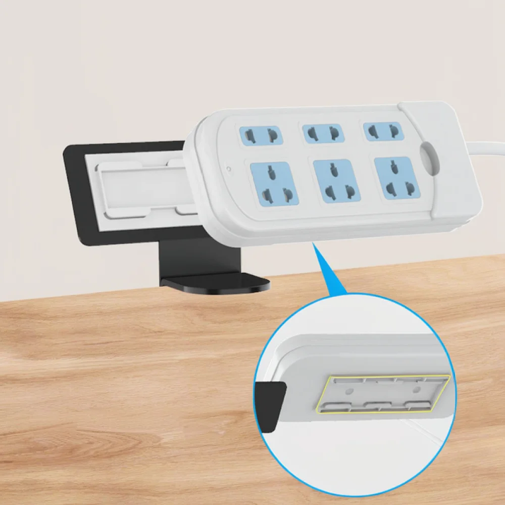 Drill Free Metal Under Table Power Strip Holder Cable Organizer Rack Desktop Storage Shelf For Office Workspace Tool