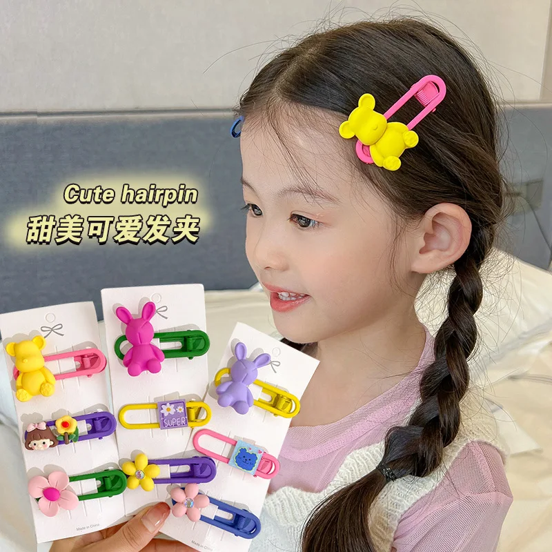 New Children\'s Hairpin Broken Bangs Hair Clips Cute Baby Cartoon Side Barrettes Little Girl\'s Back Head Headwear