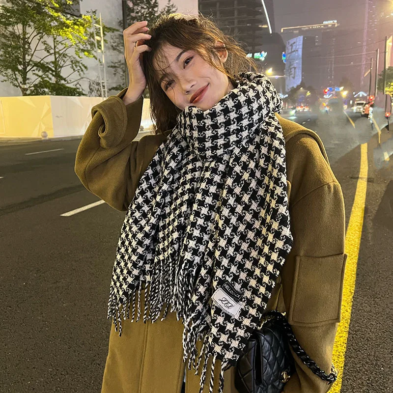 

Winter Scarf Women Fashion Plaid Warm Thickened Korean Street Style Unisex Gift for Couples Students Christmas Present