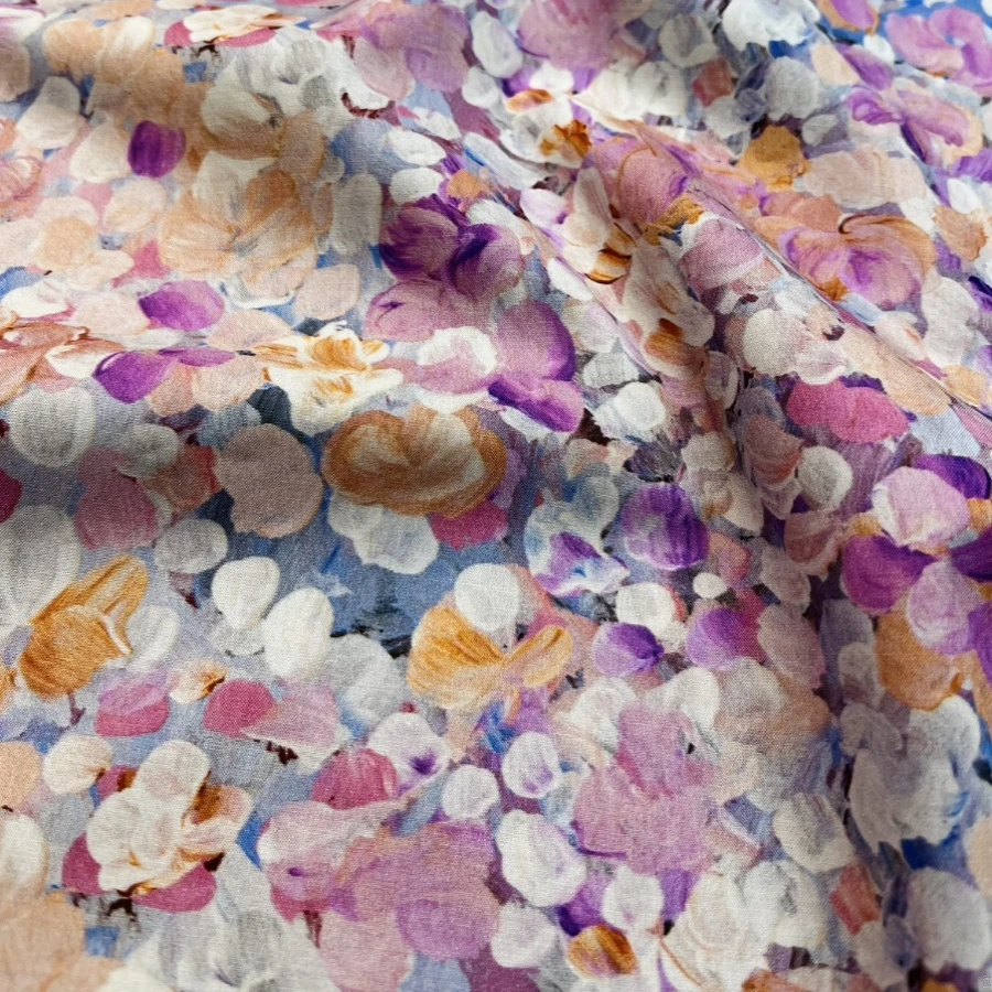 145x50cm Cotton Fabric Digital Printing Purple Petals Multi Specification Fabric, For Dress Shirt Bag Windbreaker Jacket Cloth