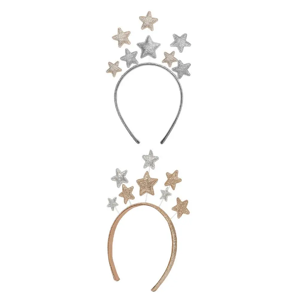 

2pcs Kids Hoops Headbands Girls Party Hair Accessories Silver Gold Star Masquerade Party Accessories Women Comfortable