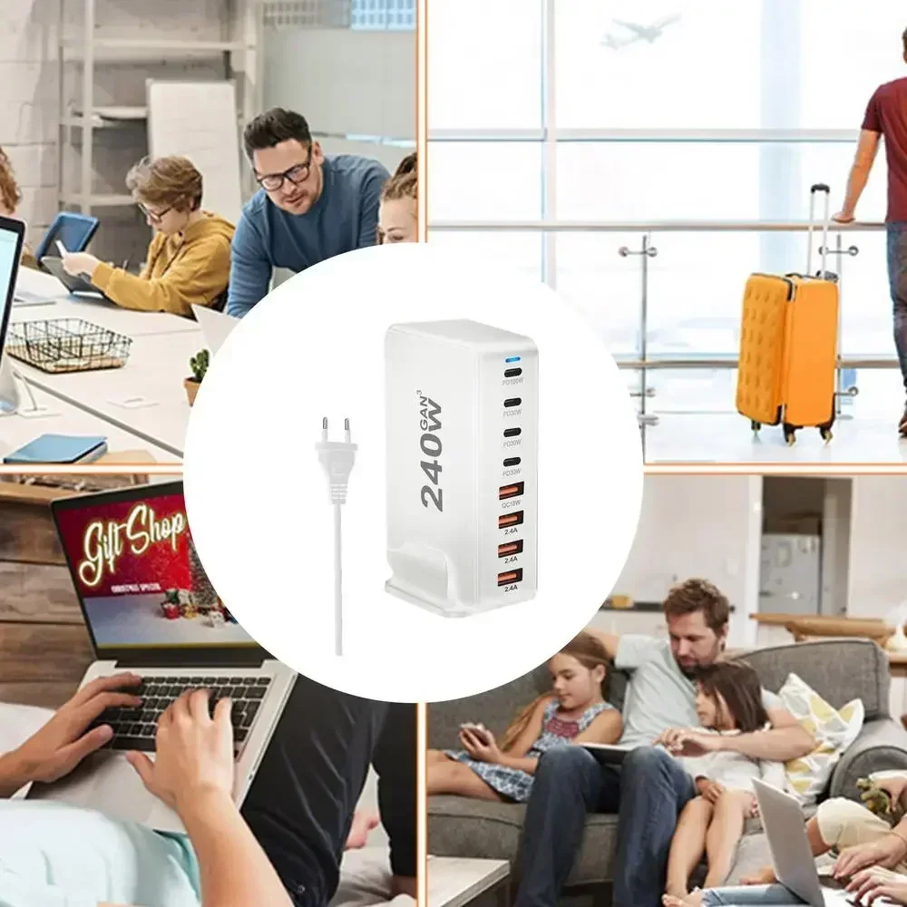 

Desktop GaN Fast Charge 240W 3.0 Charger 8-port USB Type C PD Charger USB Type C4A4C Mobile USB Charger