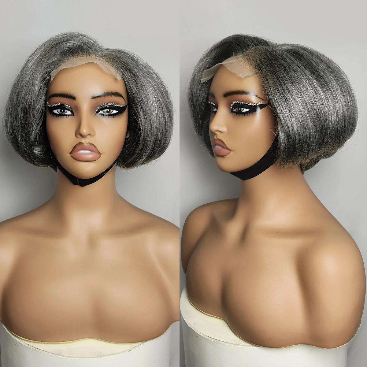 350% Straight Short Bob 4x4 Transparent Lace Front Human Hair Wigs Pre Plucked Peruvian Glueless Lace Frontal Wig For Women
