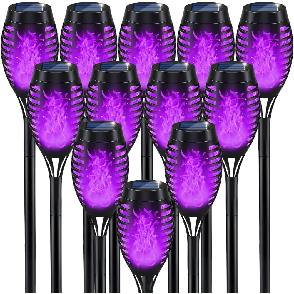 12Pack Halloween Yard Decorations, Purple Halloween Pathway Lights for Outside Halloween Decor