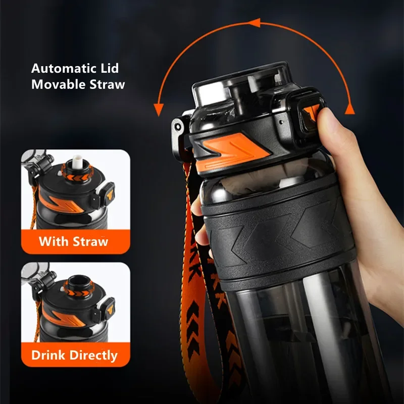 1000ML High Quality Tritan Material Sport Water Bottle With Straw Leak-Proof Durable Gym Fitness Outdoor Drinking Bottle