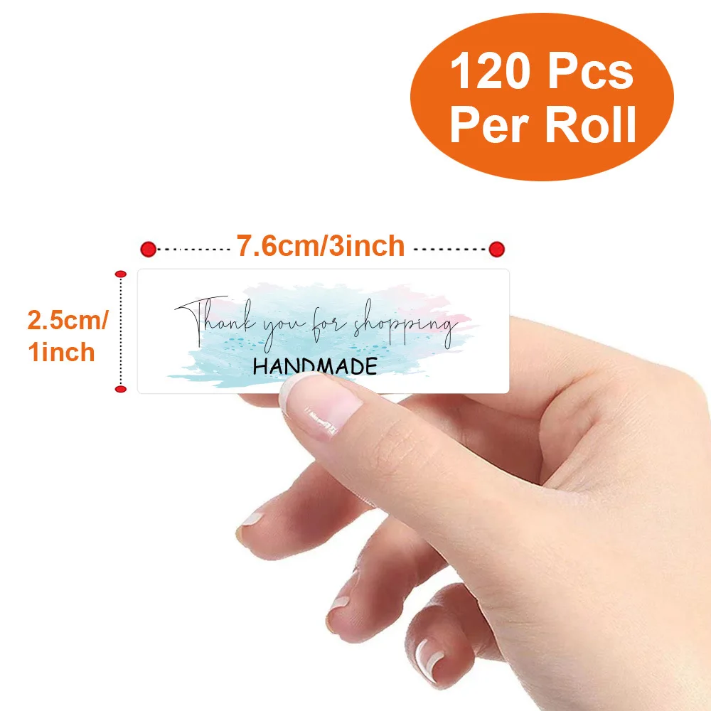 Rouleau d'autocollants de remerciement créatifs en forme de fleur, 120 pièces, pour produits faits à la main, papeterie, étiquette d'enveloppe d'affaires, cadeaux, 1x3 pouces