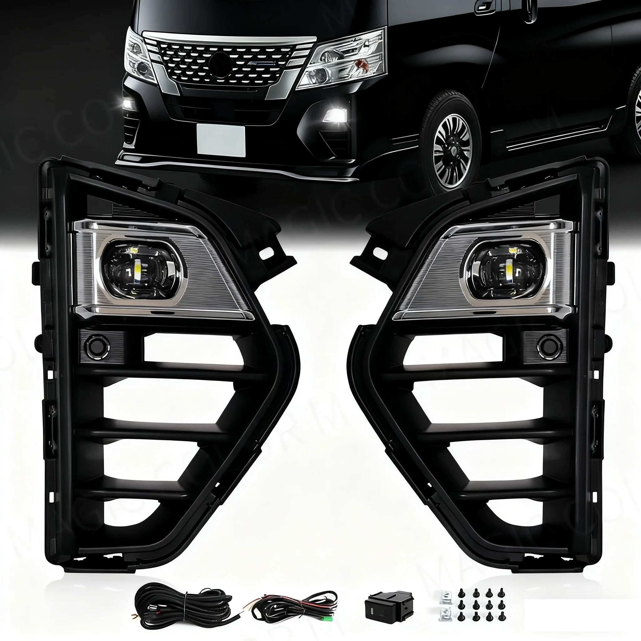 1 set DRL For Nissan Caravan Micro Bus/ Urvan NV350 2023 Daytime Running Light Front Bumper Driving Lamp Headlight Assembly 12V