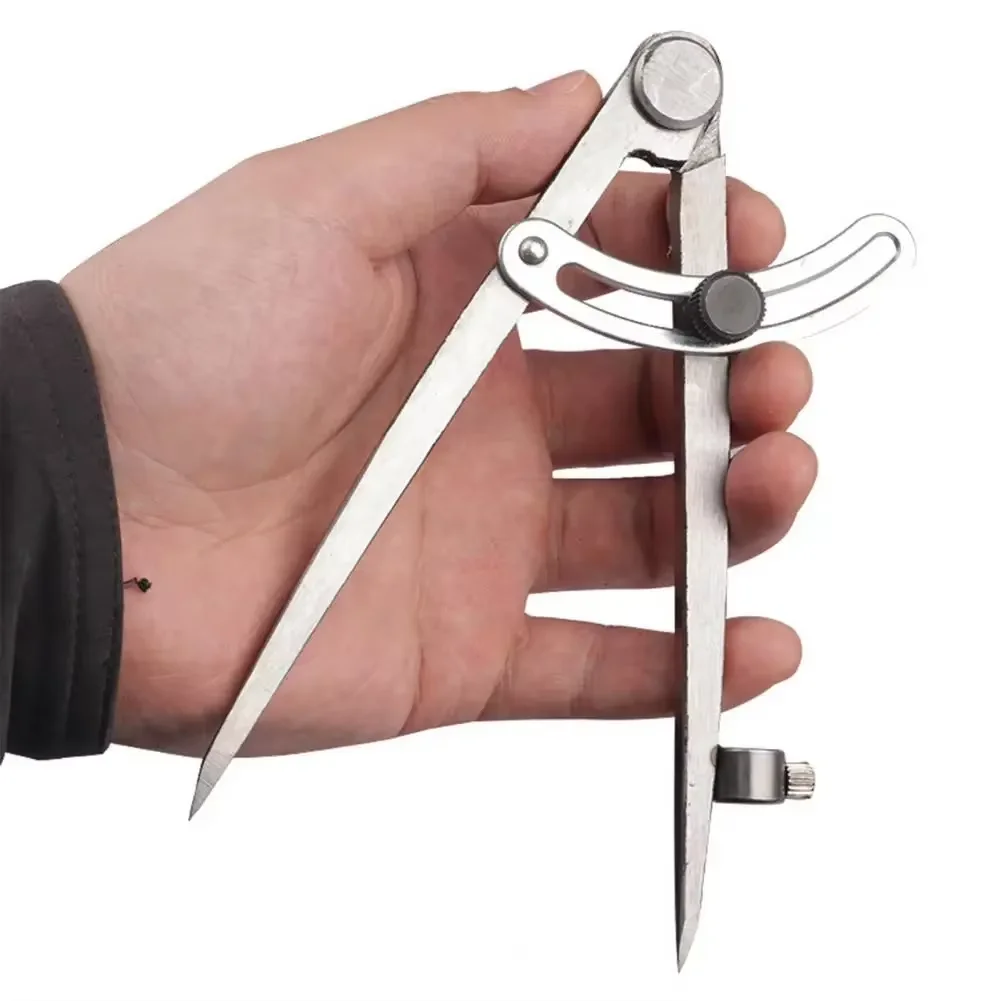 Adjustable Stainless Steel Spacing Compass with Rotating Handmade Leather Edge Creaser for Industrial All Steel Marking DIY Tool