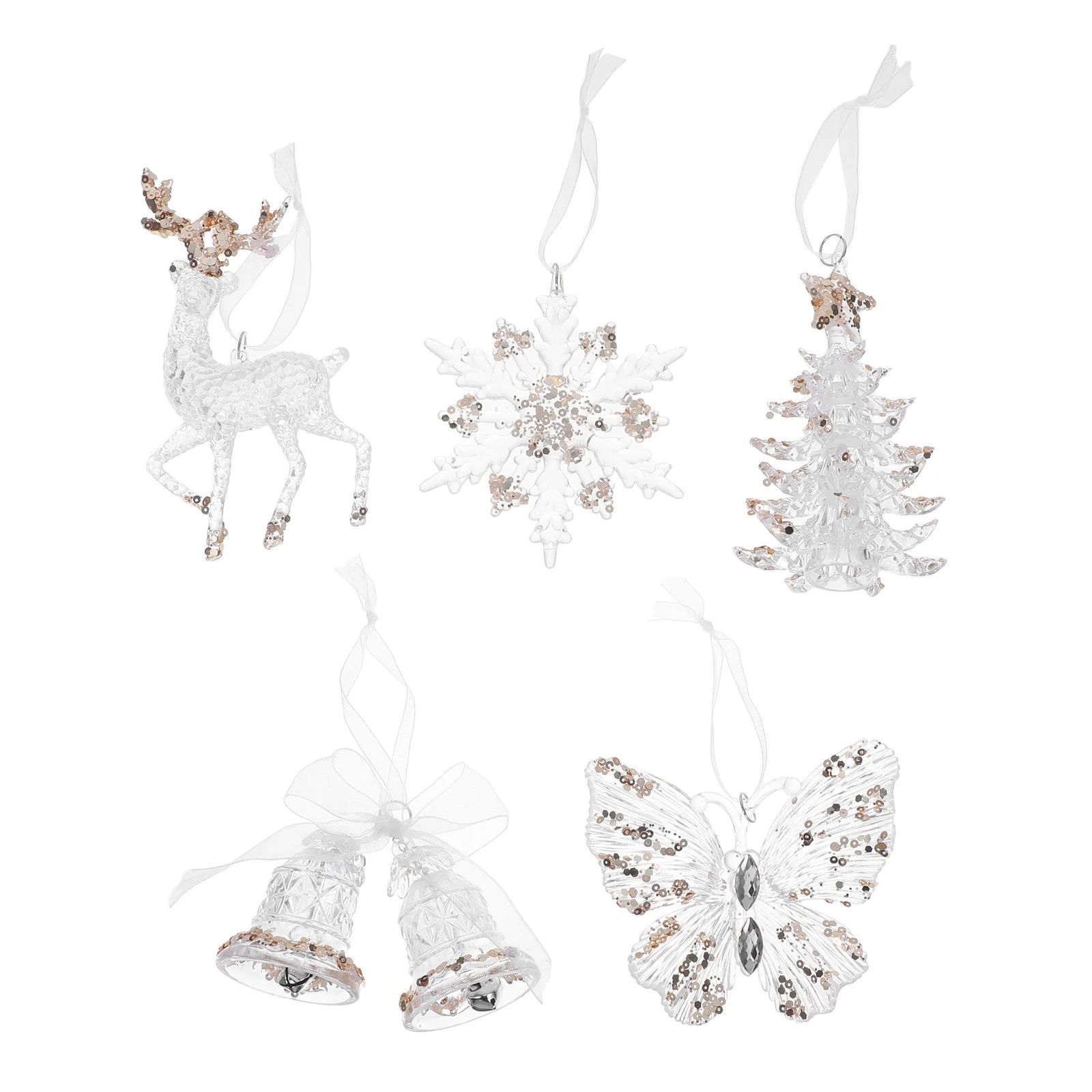 

5Pcs Acrylic Transparent Snowflake Christmas Tree Hanging Ornaments Holiday Party Decorations Snowflake Tree Decorations