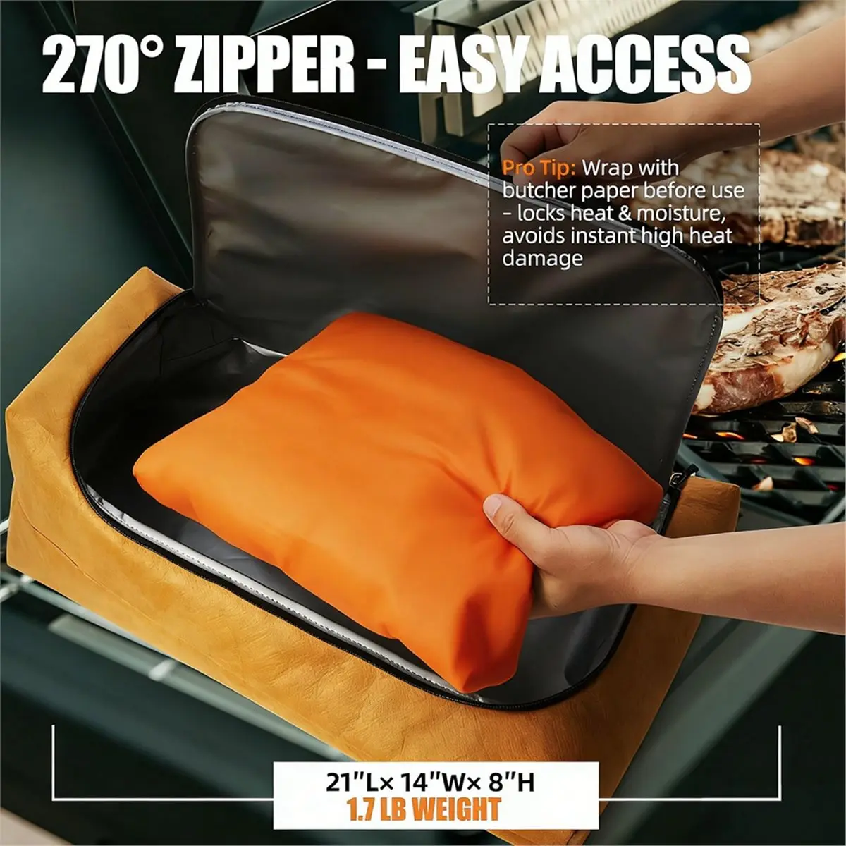 BBQ Blanket for Resting Meat Reusable Smoker Grilling Meat Insulated Resting Bag for Large Brisket/Turkeys