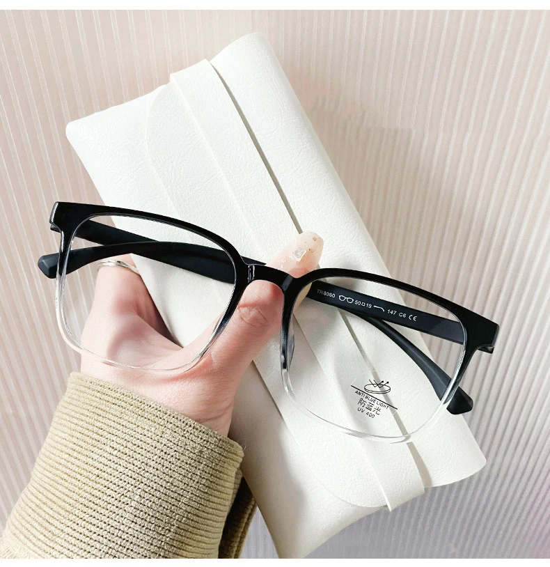 TR90-Brillengestell für Damen, quadratische Brille, blaues Licht blockierende Strahlenschutzbrille, transparente Brille, 55898