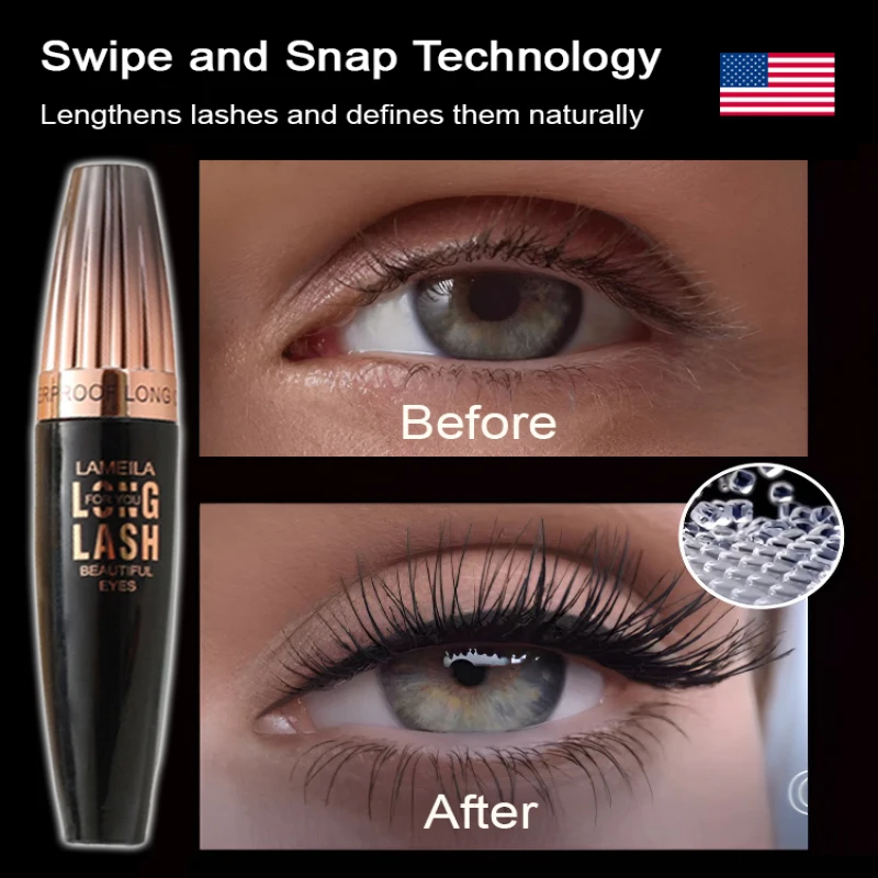 Mascara waterproof sweatproof non-smudging fiber length wholesale thick styling non-removal makeup quick drying priming curling