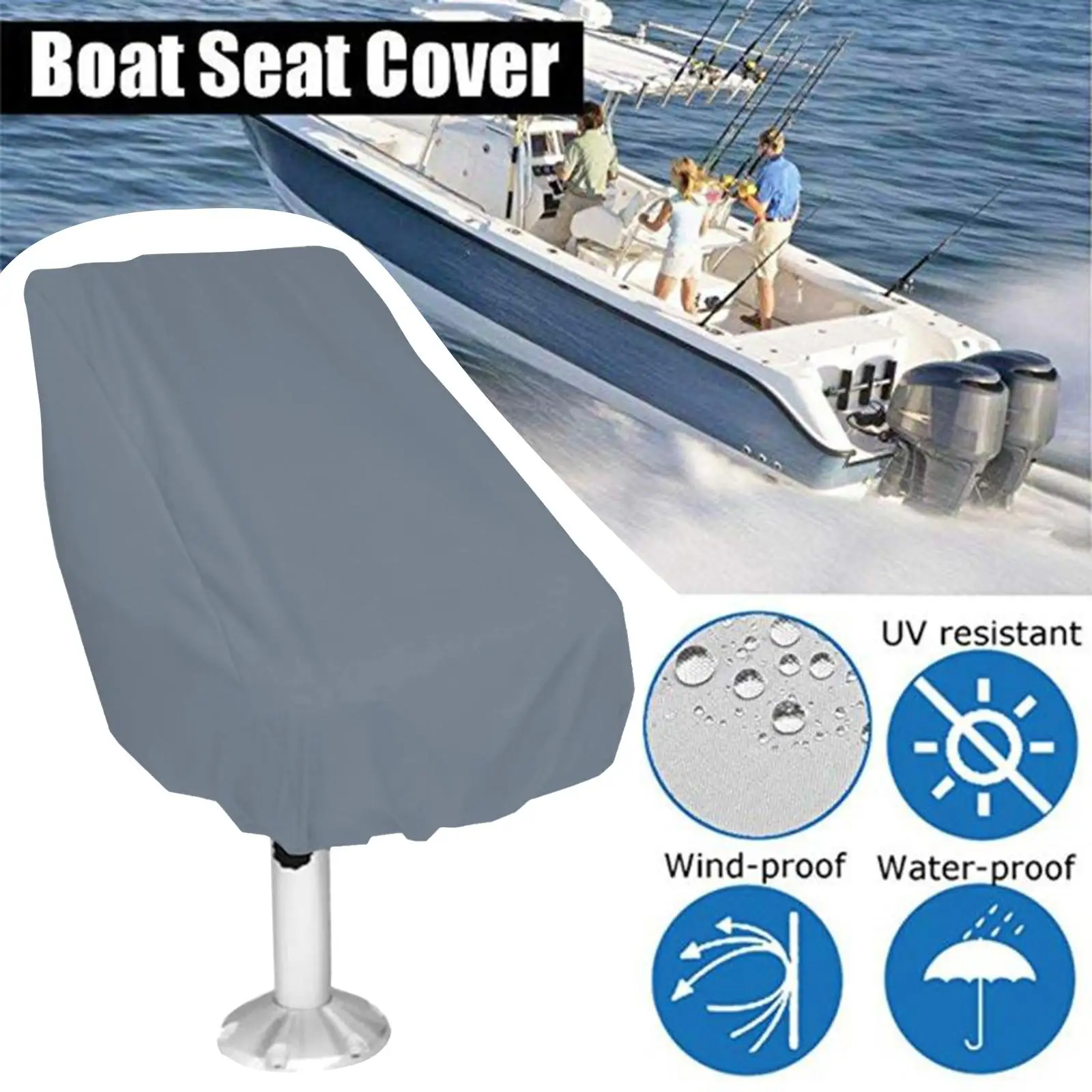 Boat Seat Cover Oxford Fabric Outdoor Heavy Duty Weather Resistant Helm Chair Protective Covers