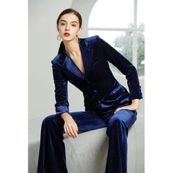 Women's Suit Velvet Business Casual Elegant Two Piece Suit Dresses for Women 2023 Set Woman 2 Pieces Chic and Elegant Pant Sets