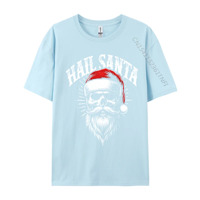 Hail Santa Claus Skull Christmas Demon Xmas T-Shirts Wholesale Black Printed On T Shirts Cotton Tops Tees For Boys