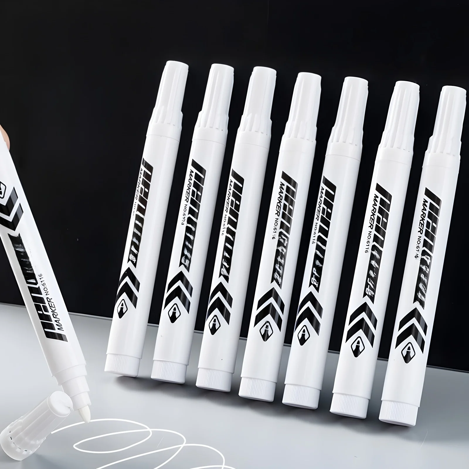 1/12Pcs Fettige Weiße Marker Stift Graffiti Stifte Wasserdicht Permanent Gel Bleistift Reifen Malerei Notebook Reifen Lauffläche umwelt Stift – Detail 4