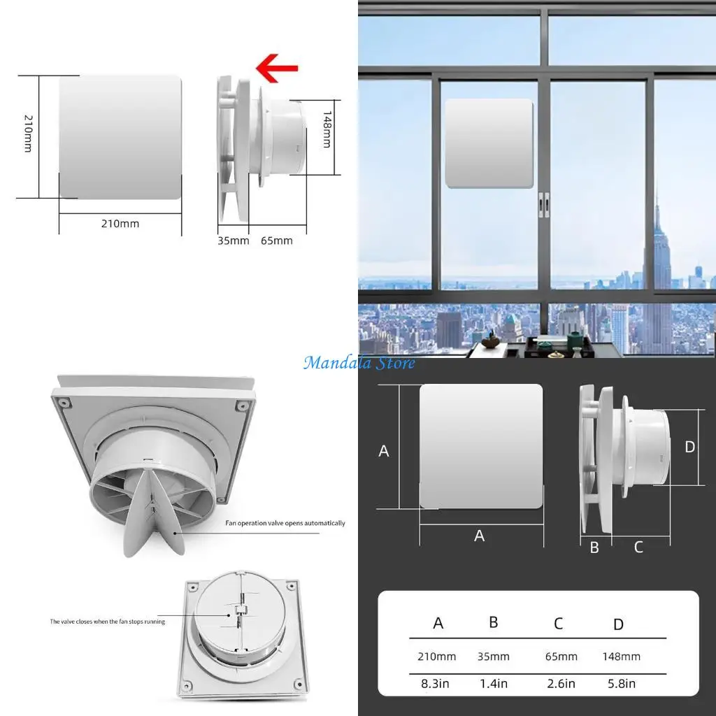 

U2JC Remote Controls Exhaust Fan 6inch Ventilation Fan Kitchen Air Extractor Duct Fan