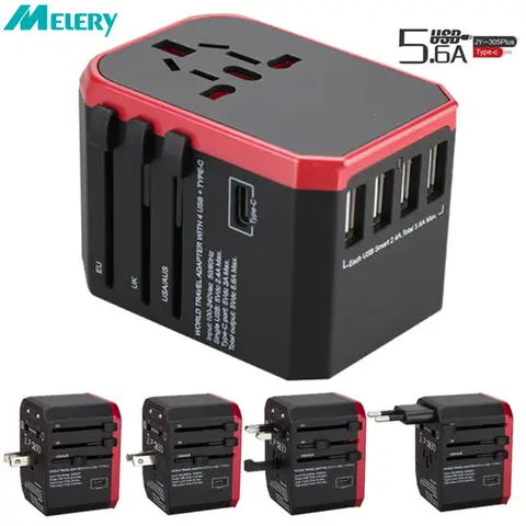 Melery 여행 스마트 어댑터 국제 플러그 어댑터 벽 USB 유형 C 충전기 AC 전원 iPhone iPad Android 용 미국 EU 영국 AU