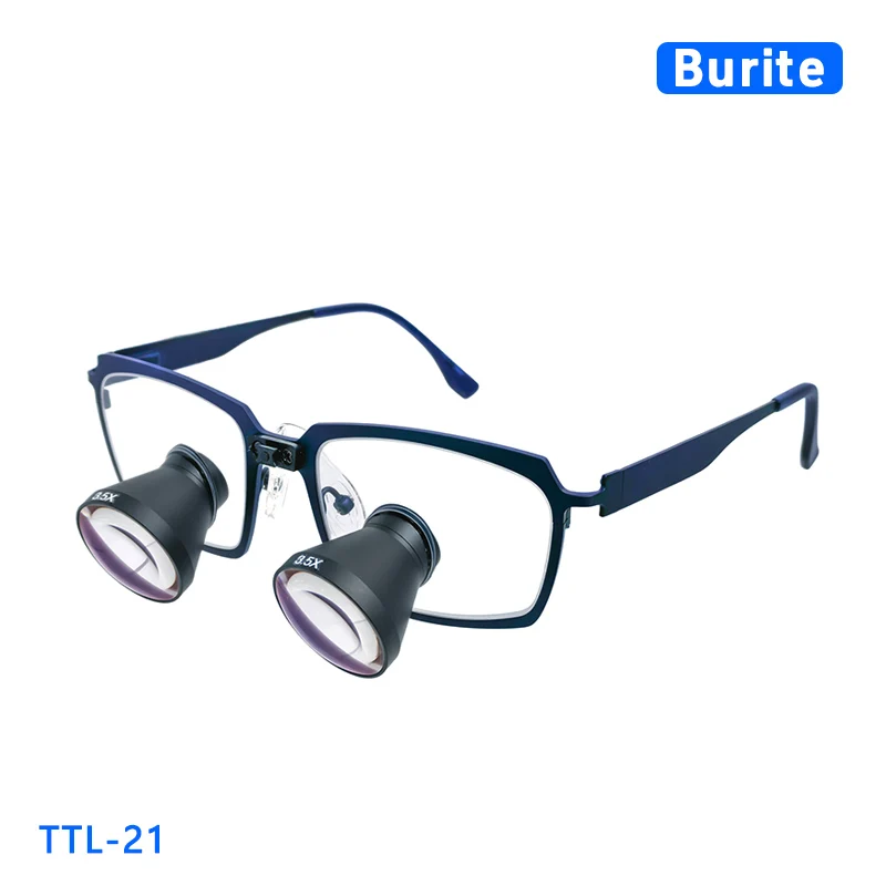 

Галийские лупы Burite 21 TTL 2,5X/3,0X/3,5X IPD, индивидуальные стоматологические хирургические лупы, металлические линзы, титановая оправа Burite