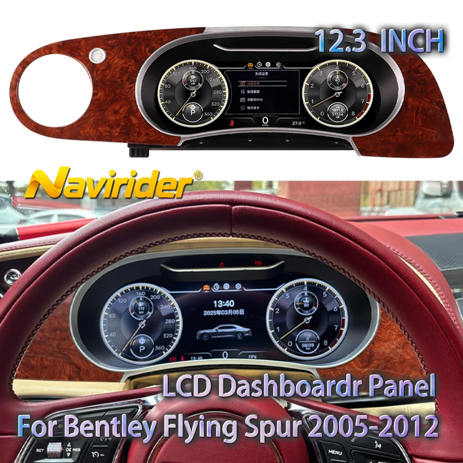 For Bentley Flying Spur 2005-2012 LCD Dashboard Panel Carplay Tachometer GPS Speedometer Car Digital Cluster Virtual Cockpit
