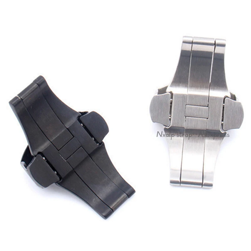 Butterfly Buckle for Panerai PAM 1950serie Matte & Polished Stainless Steel Folding Clasp 20mm 22mm Metal Watchband Clasp Silver