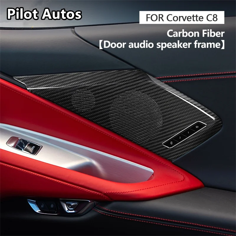 2022 2023 For Corvette C8 Inner Door Car Audio Auto Sound Car Stereo Panel Genuine Carbon Fiber Decoration Sticker Interior